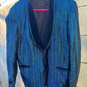 Adler 80s Unisex Blue Metallic Blazer